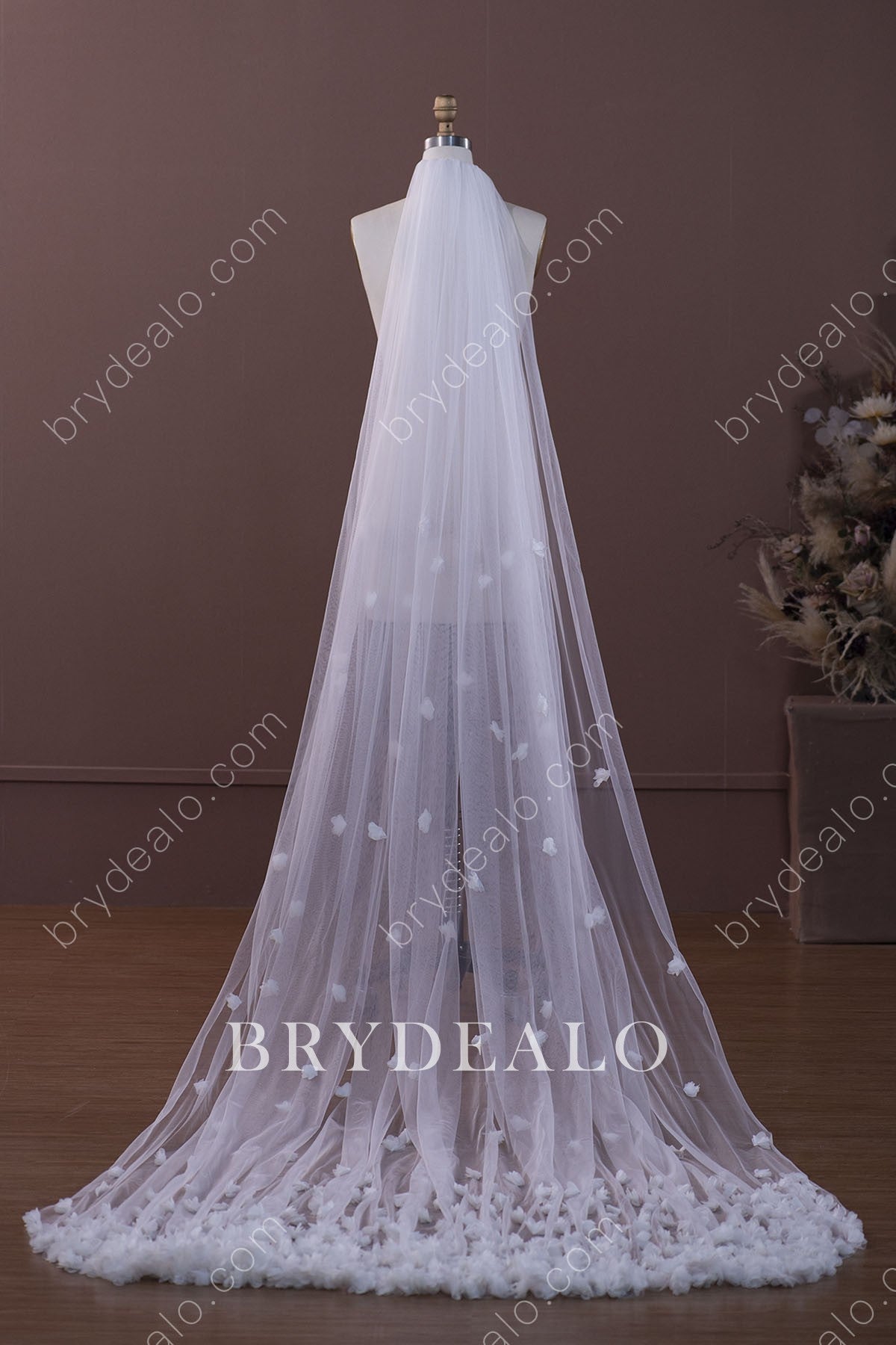 Cathedral length flower veil