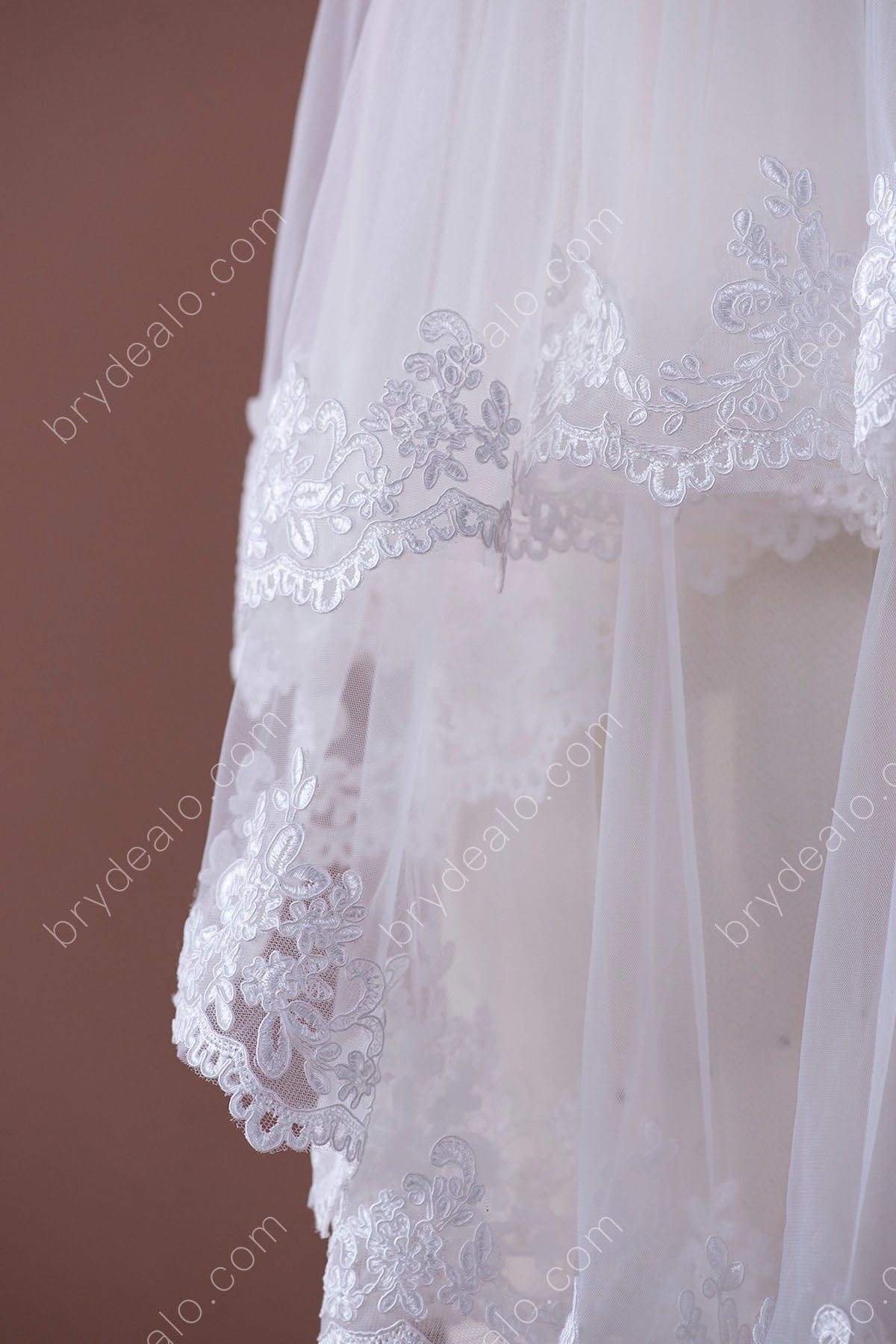 two-tier lace trim edge veil