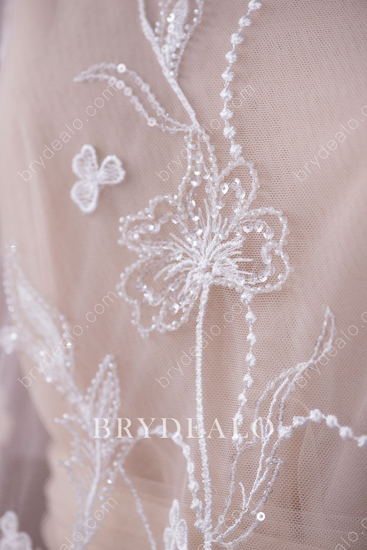 Elaborate Sequin Bloom Lace Fabric Online