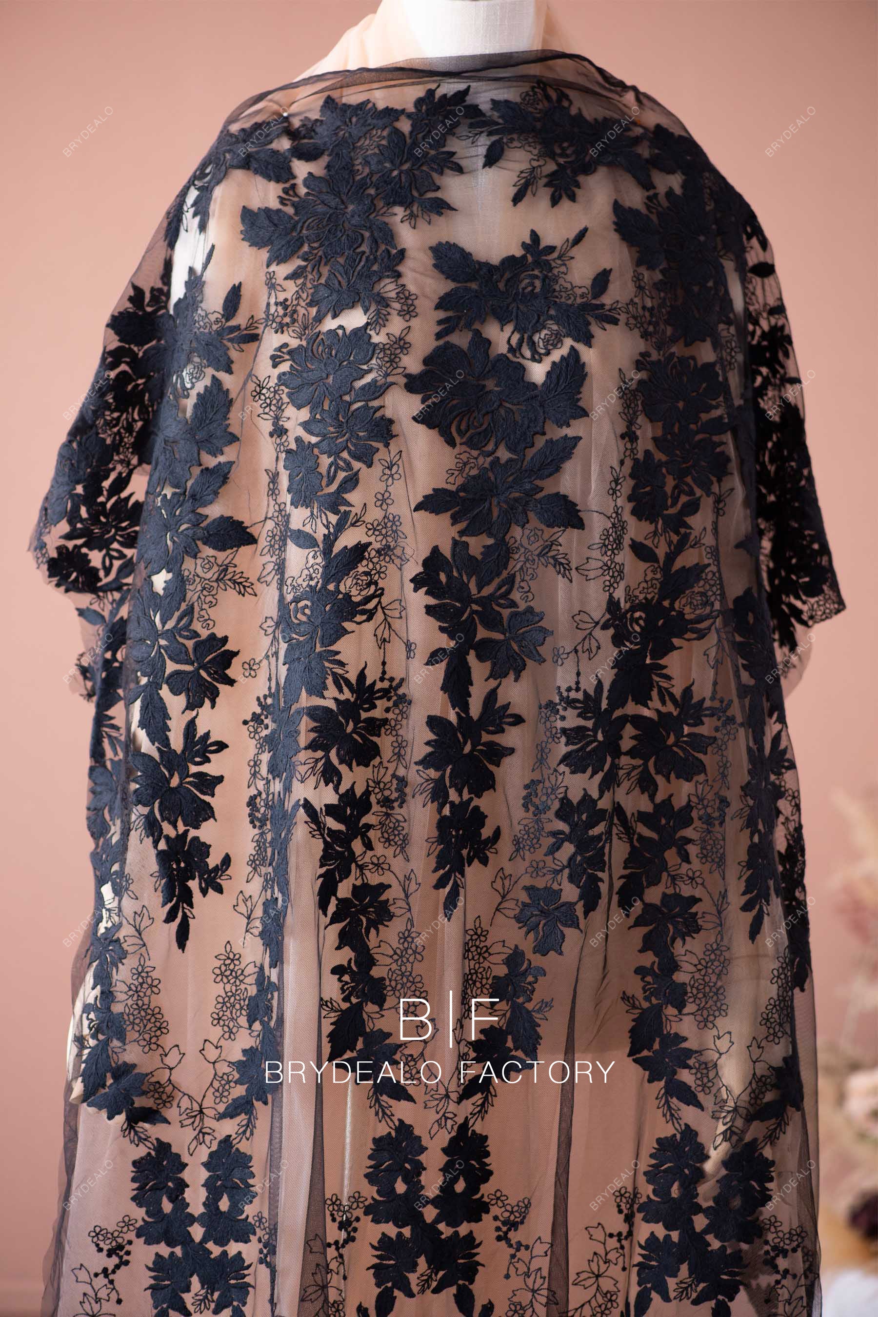 embroidery black flower lace