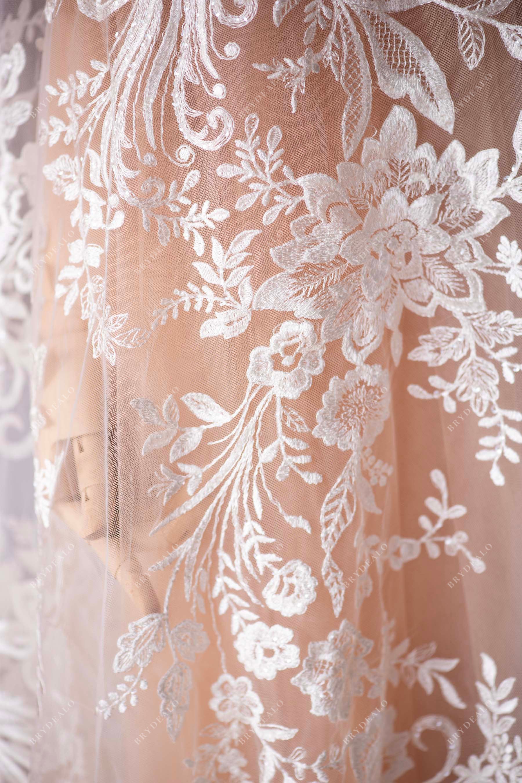 embroidery flower bridal lace fabric for wholesale