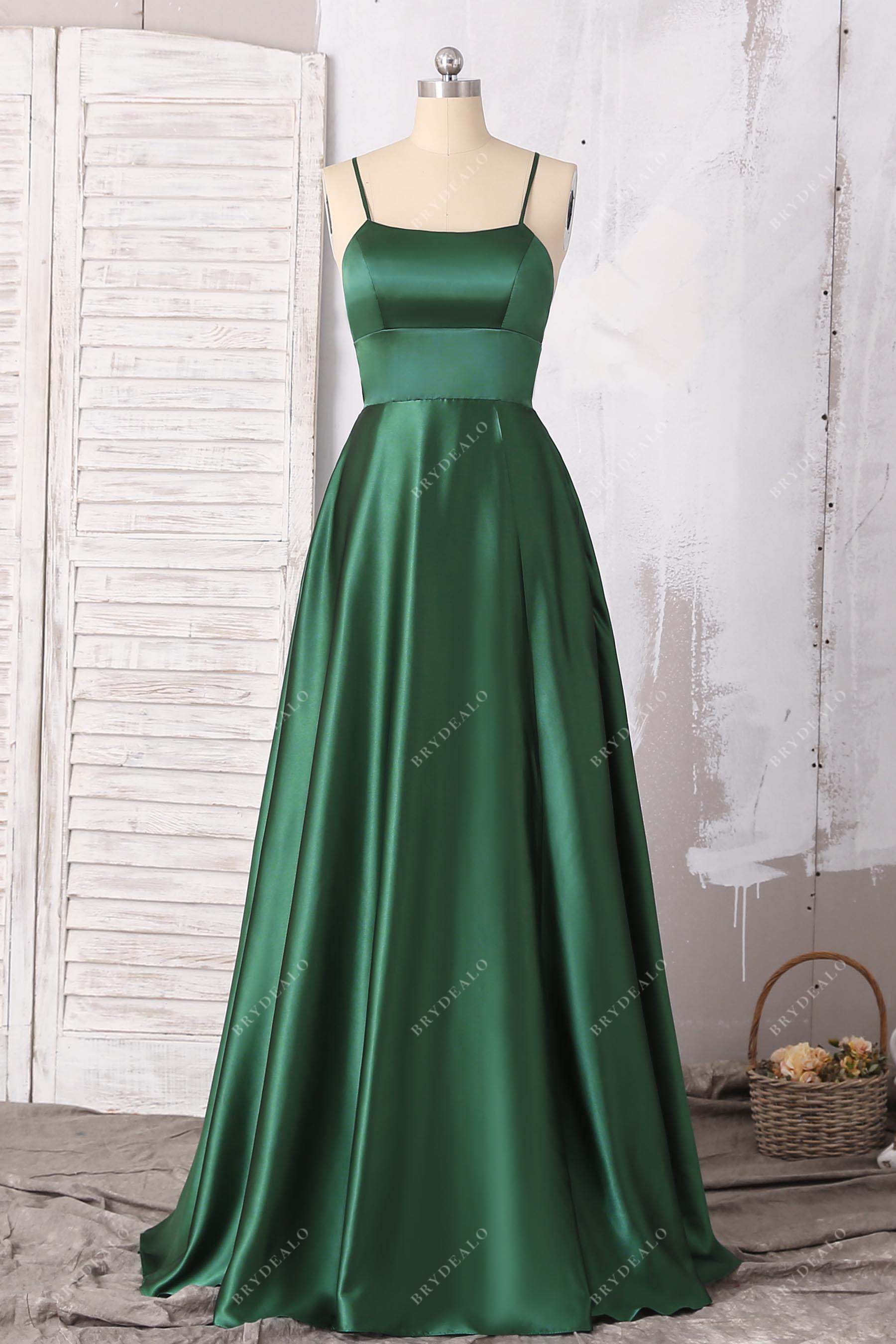 Emerald satin clearance prom dress