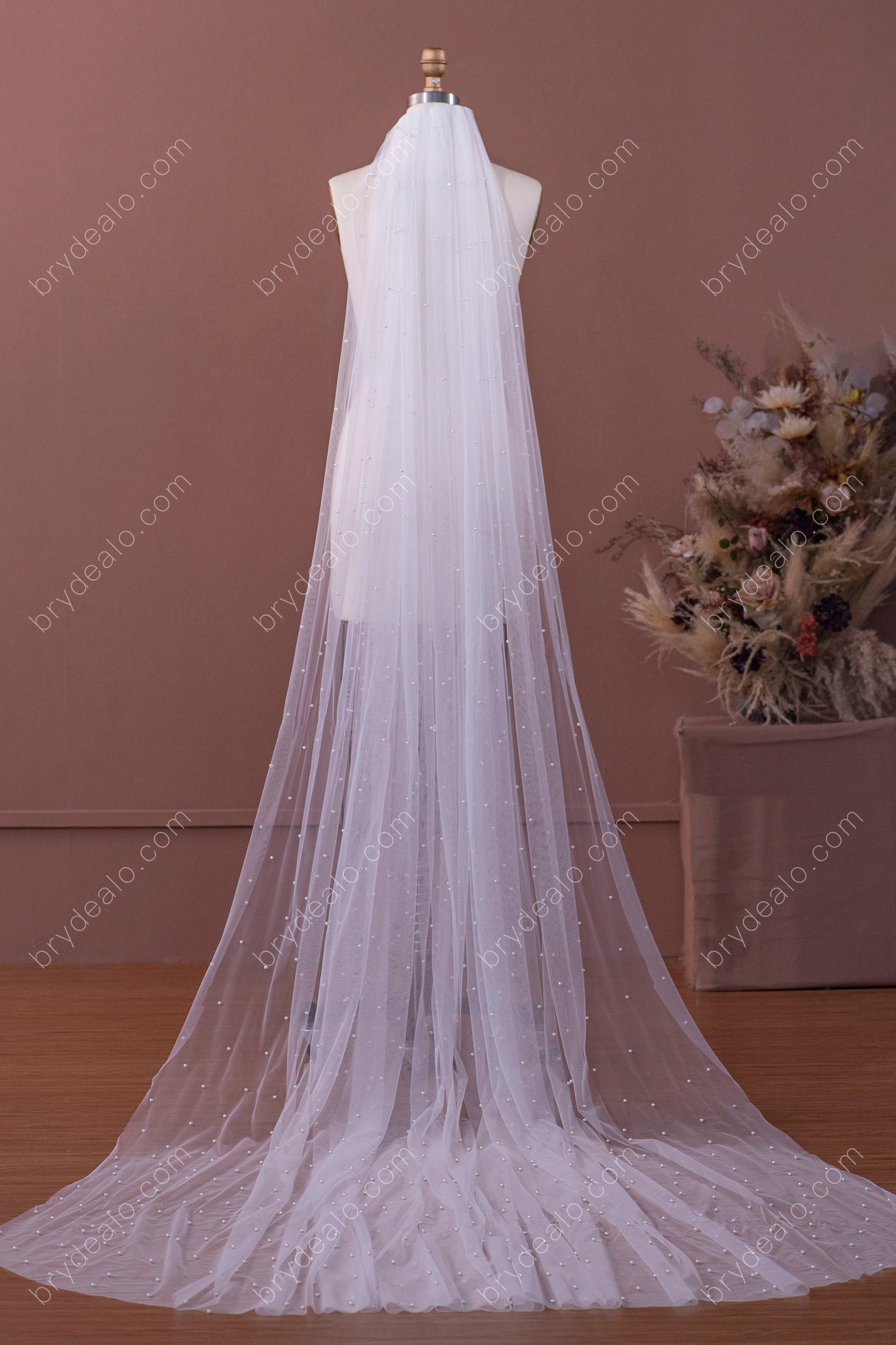 eternal pearls long cathedral length veil