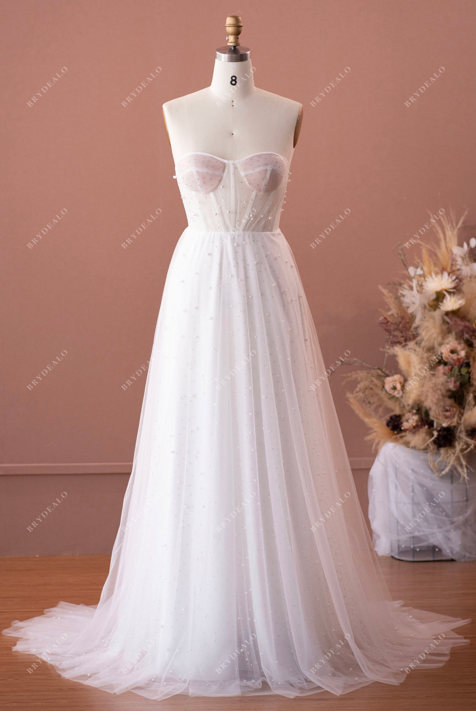 Pearl bodice wedding dress best sale