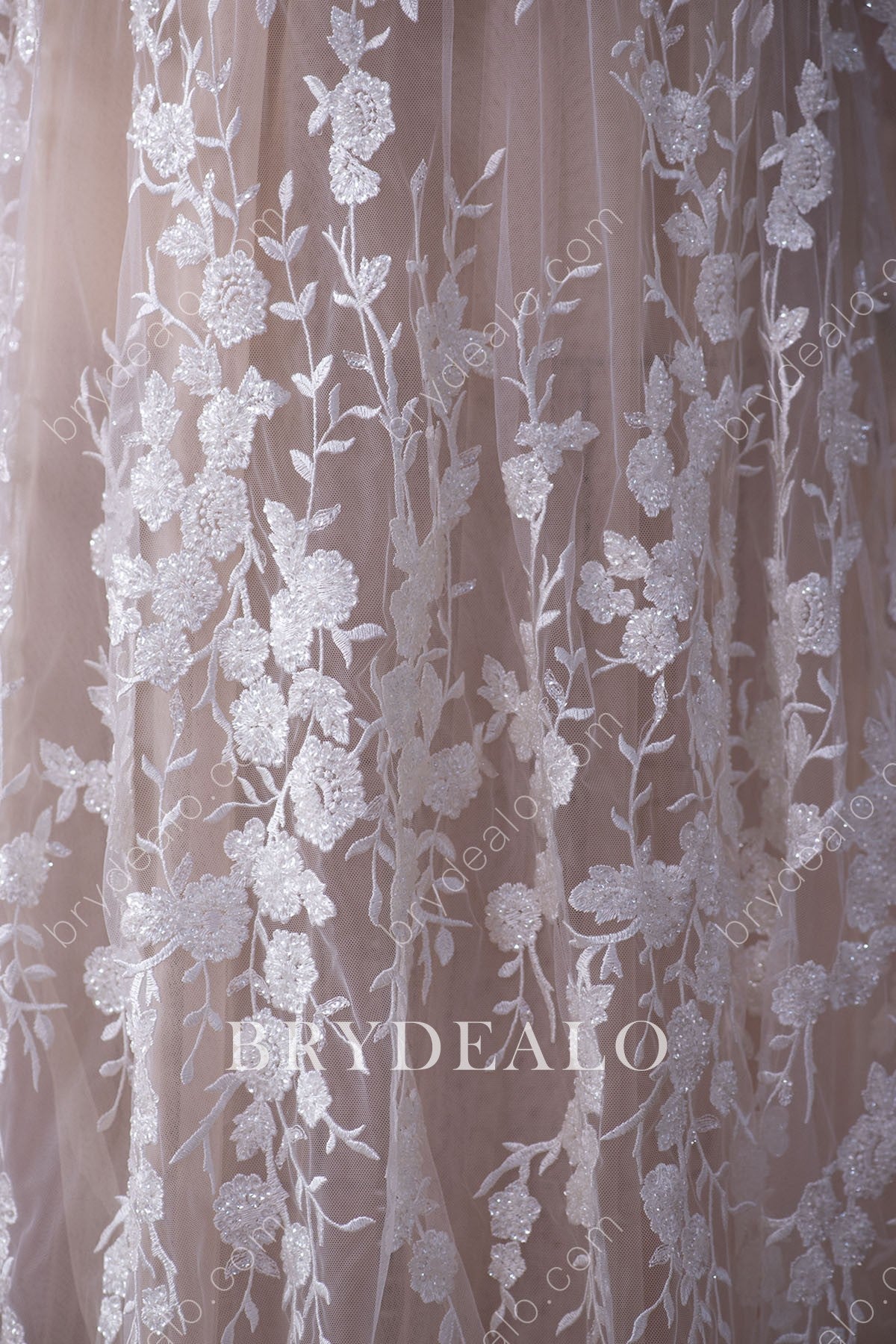 Best Beaded Floral Leafy Bridal Lace Fabric