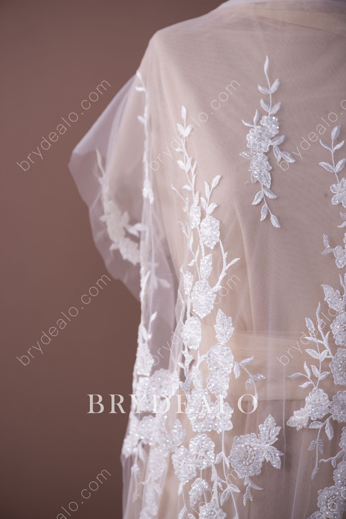 Wholesale Exquisite Beaded Floral Leafy Bridal Lace Fabric