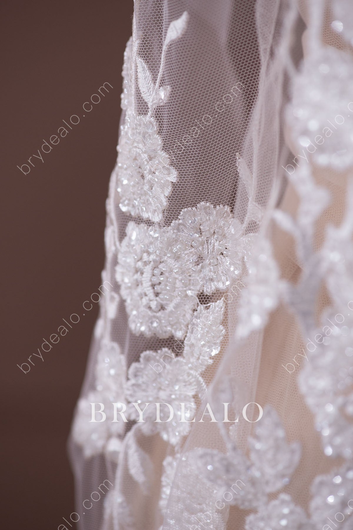 Wholesale Beaded Floral Leafy Bridal Lace Fabric