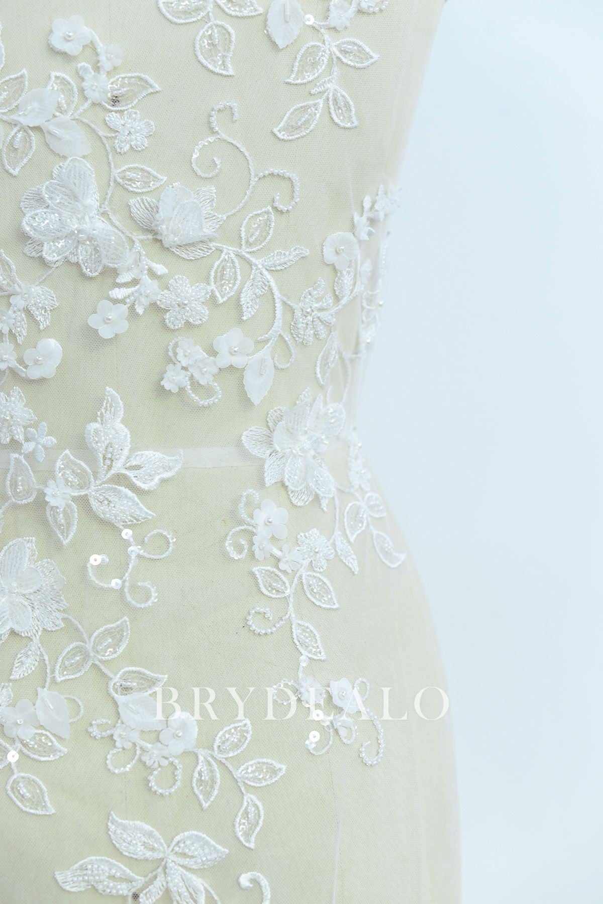 Wholesale Beaded Flower Designer Double Border Lace Fabric