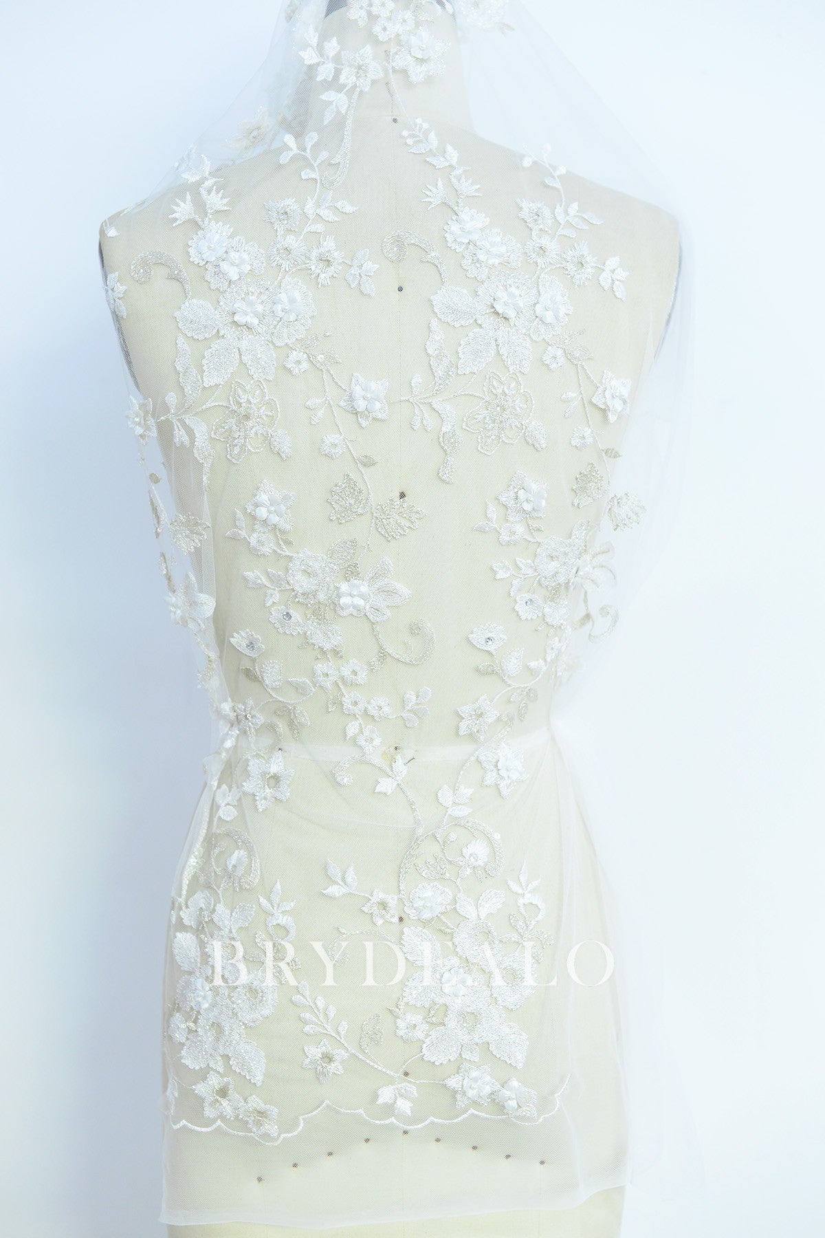 Exquisite Beaded Flower Designer Lace Fabric