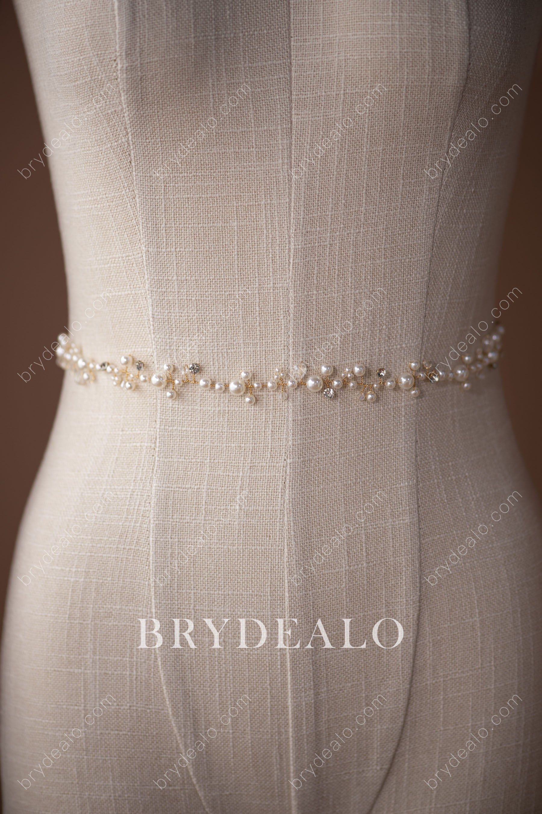 Exquisite Pearls Crystals Bridal Sash