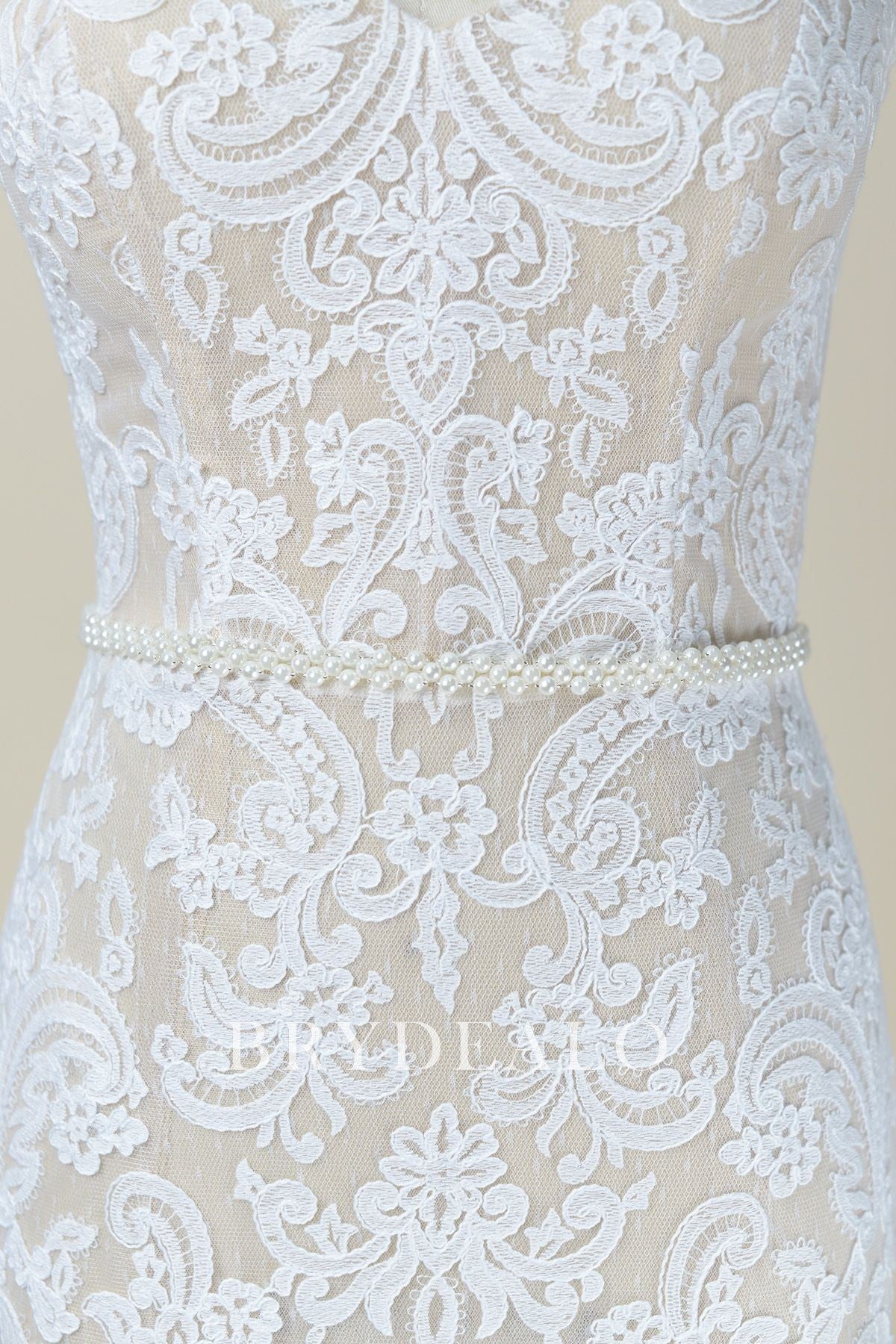 Exquisite Pearls Chiffon Bridal Sash for Wholesale