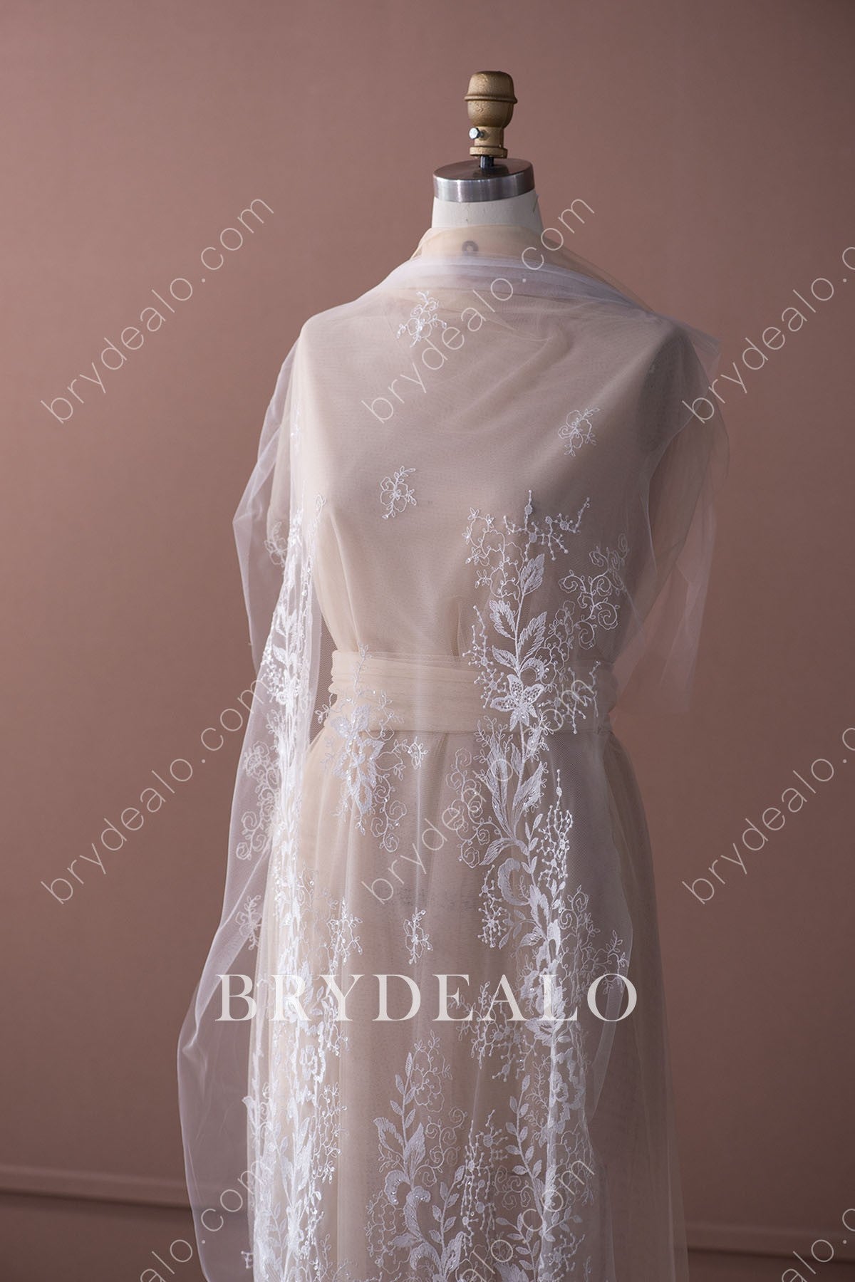 Best Exquisite Sequined Floral Leafy Lace Fabric