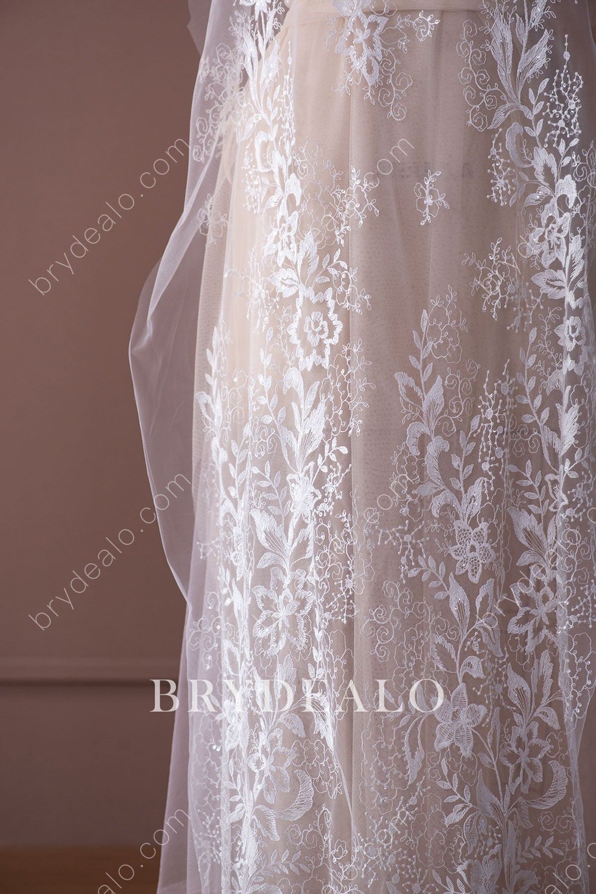 Exquisite Sequined Floral Leafy Lace