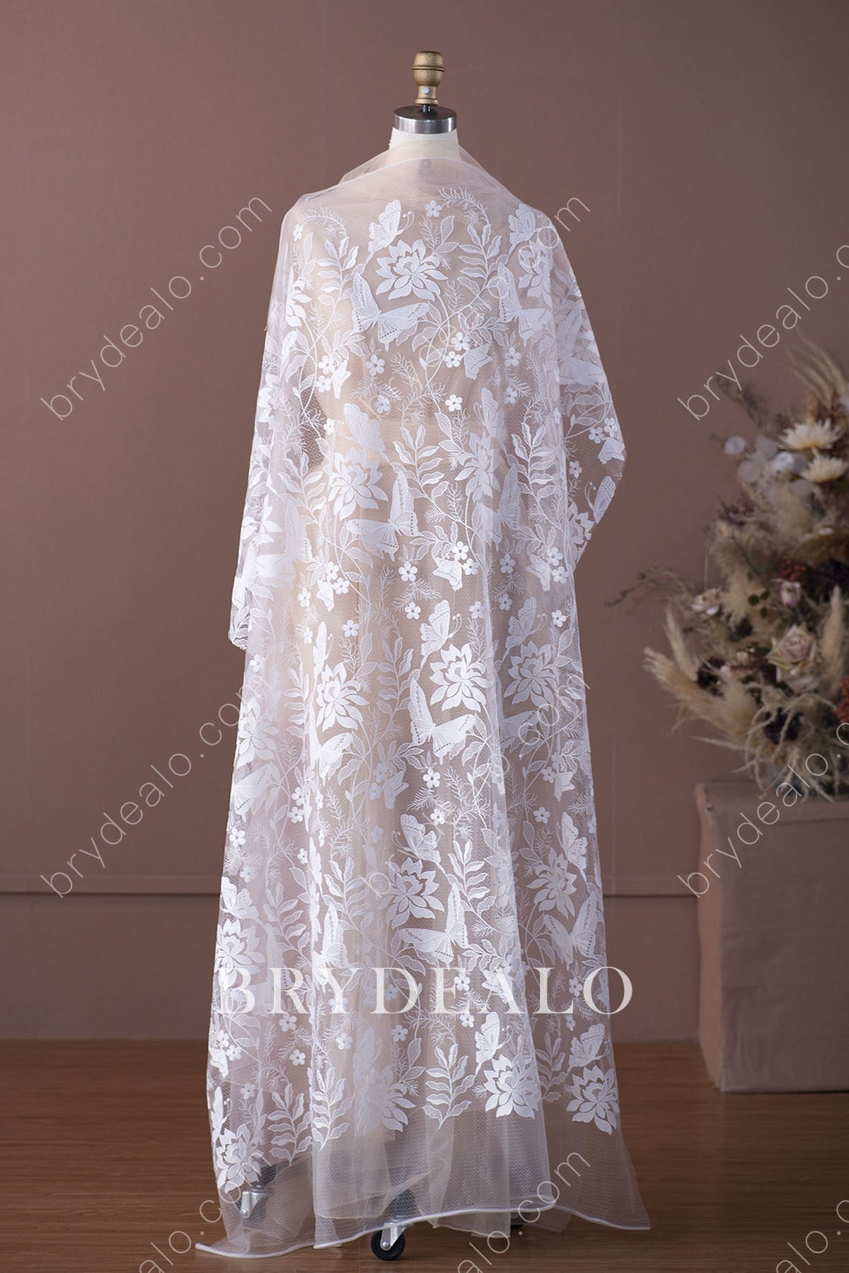 Romantic Flower Butterfly Designer Lace Fabric