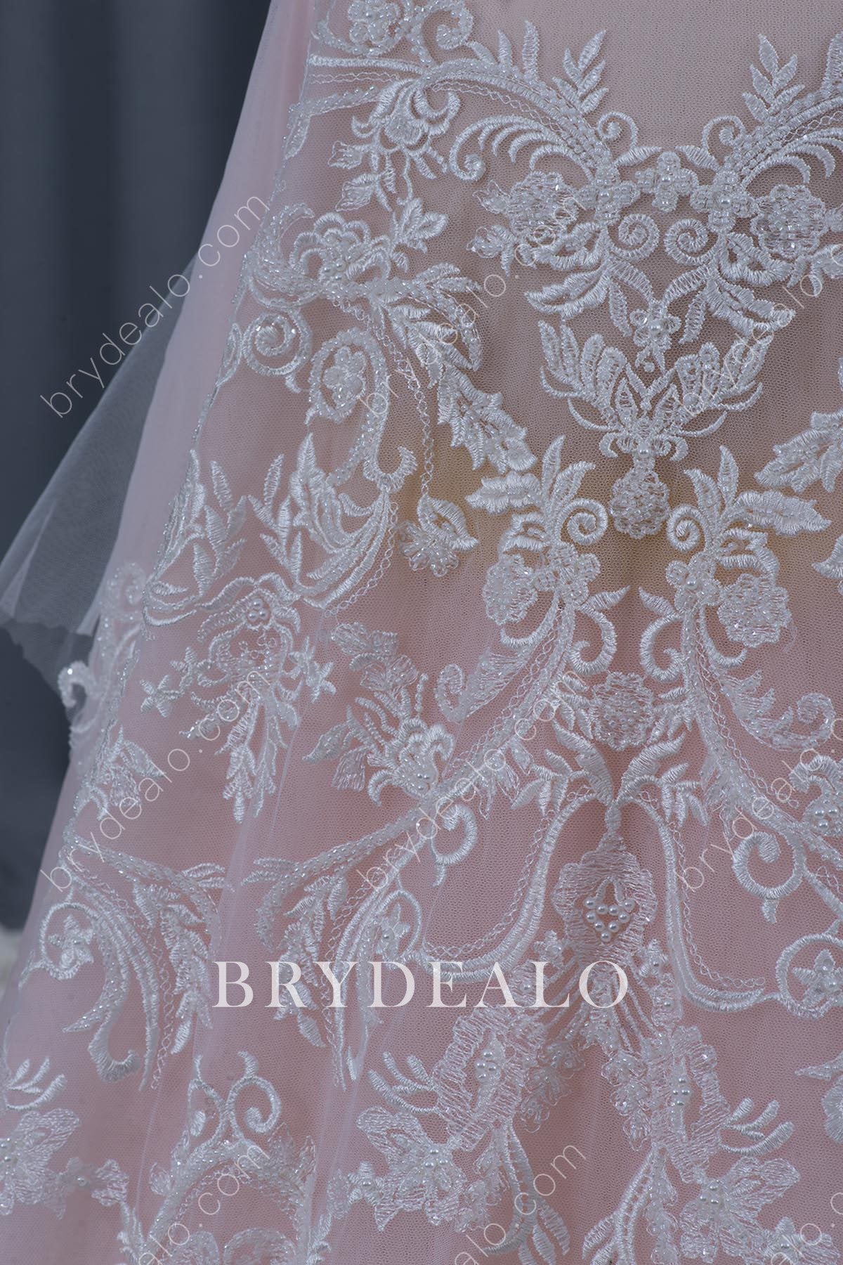 Best Pearls Beaded Cording Lace Fabric