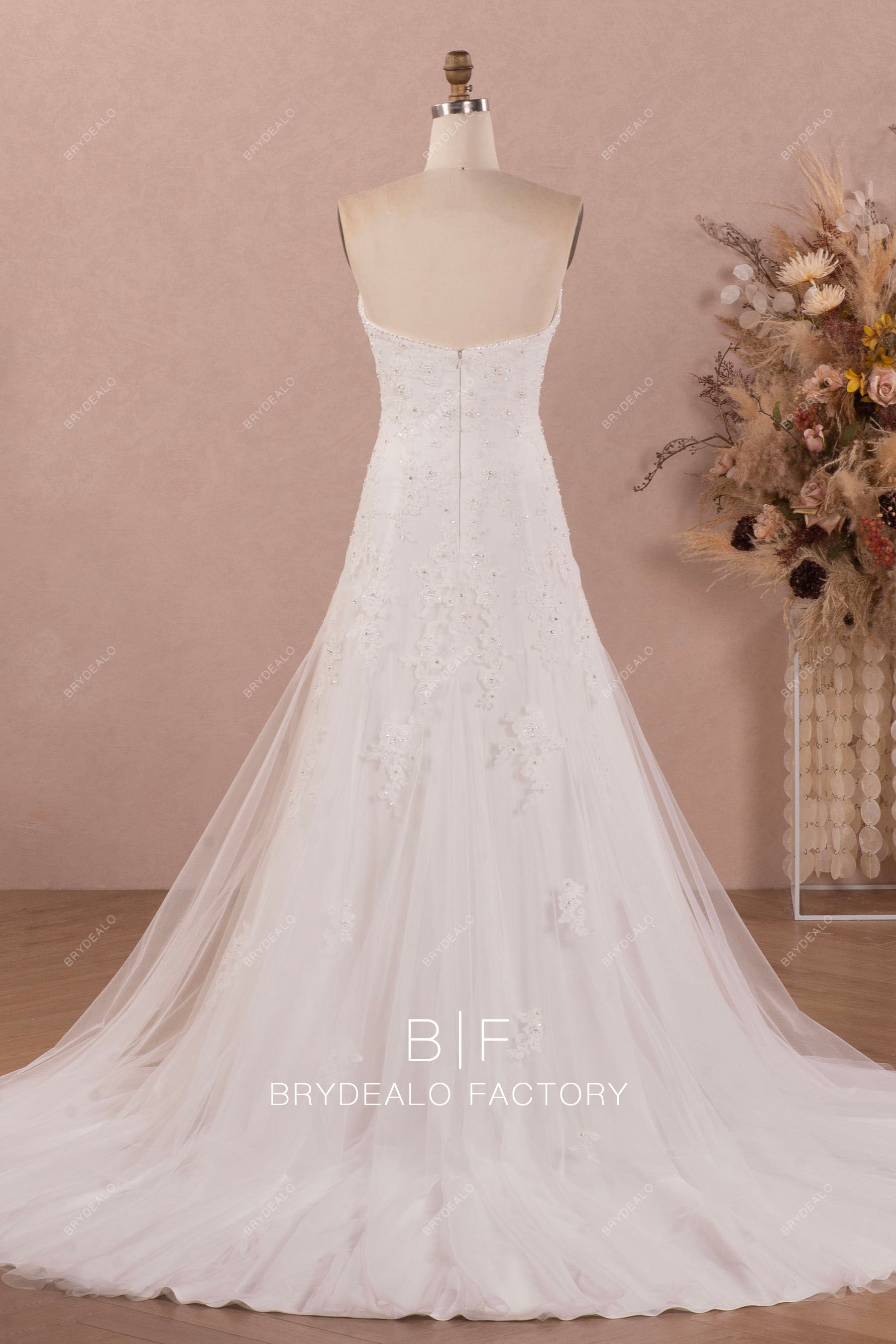 fit flare beaded lace wedding dress