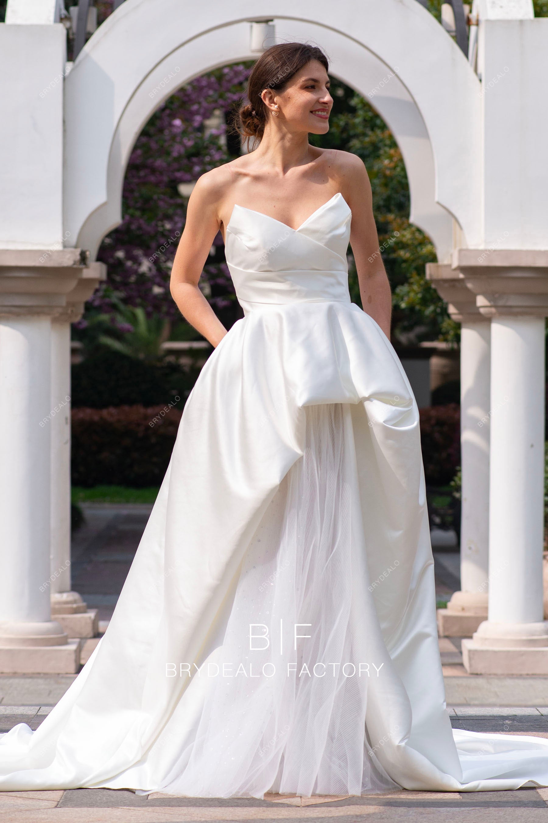 Satin and hotsell tulle wedding dress