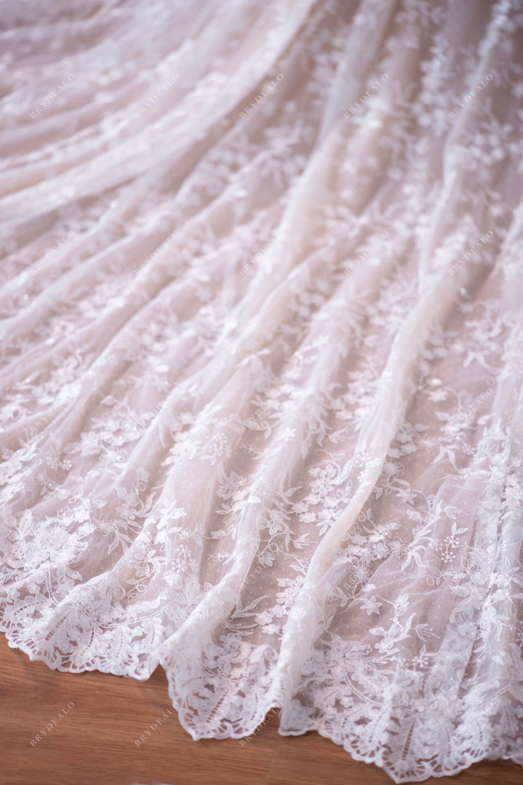 Scalloped Lace Trim Bridal Gown