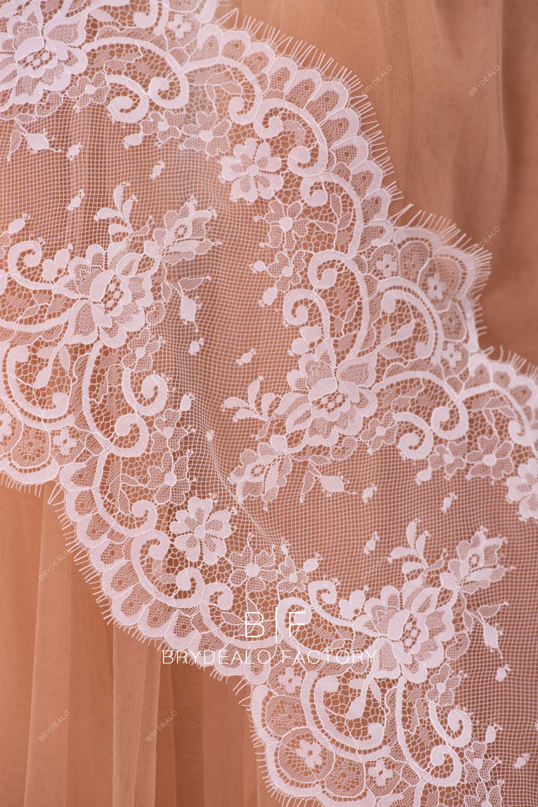 flower motif eyelash lace trim