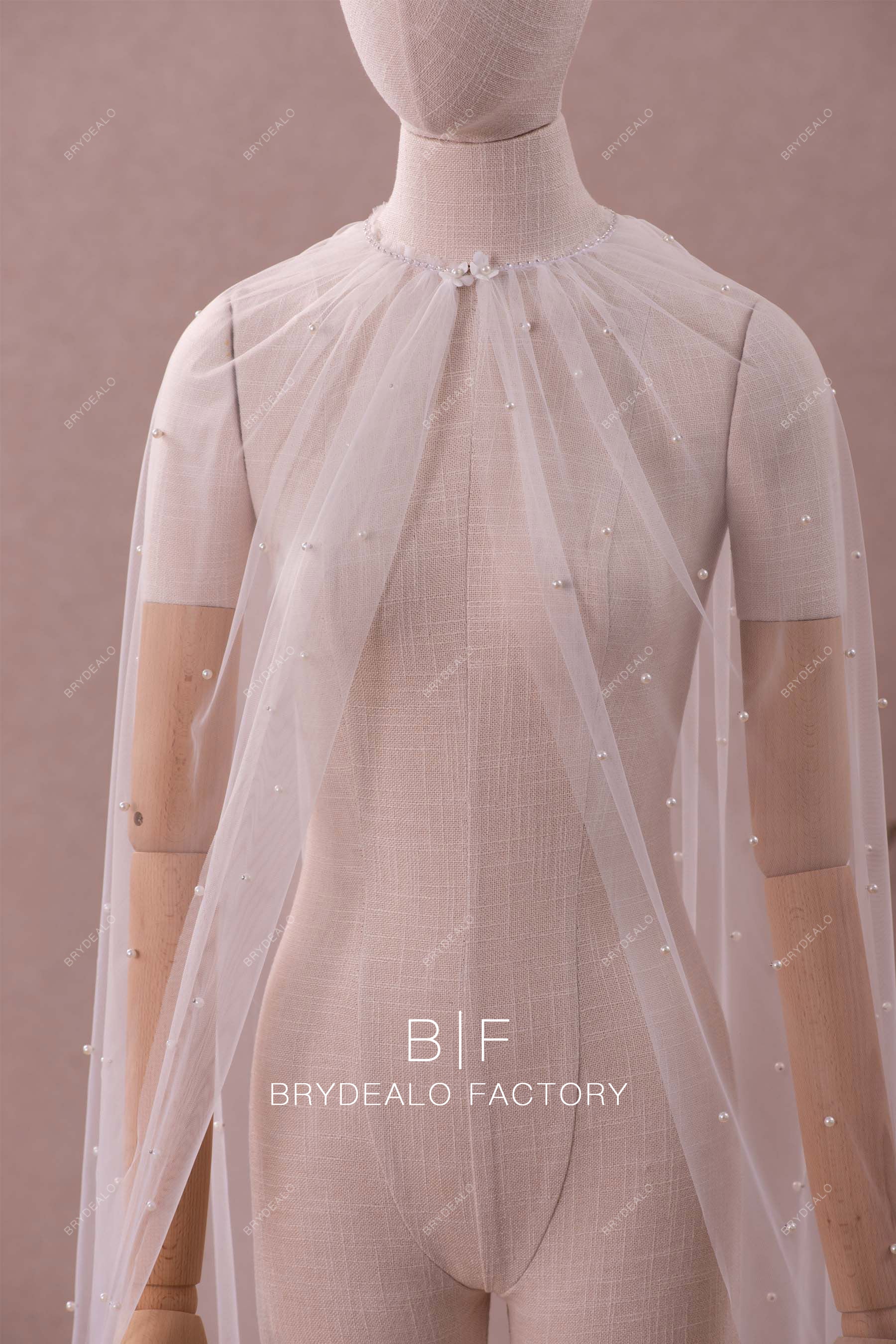 flower pearl bridal cape