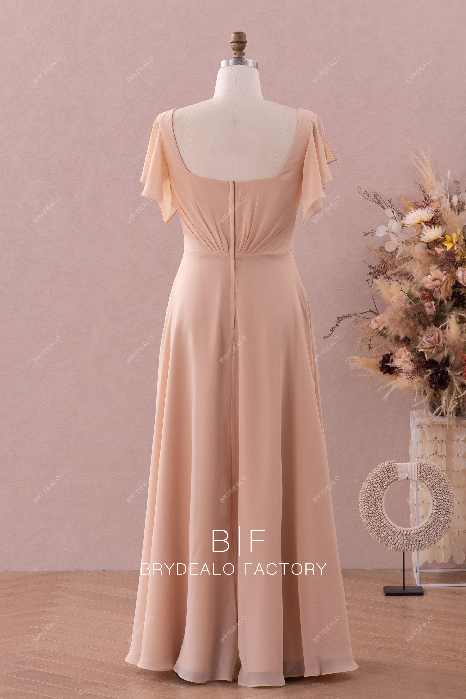 flowing chiffon floor length formal dress