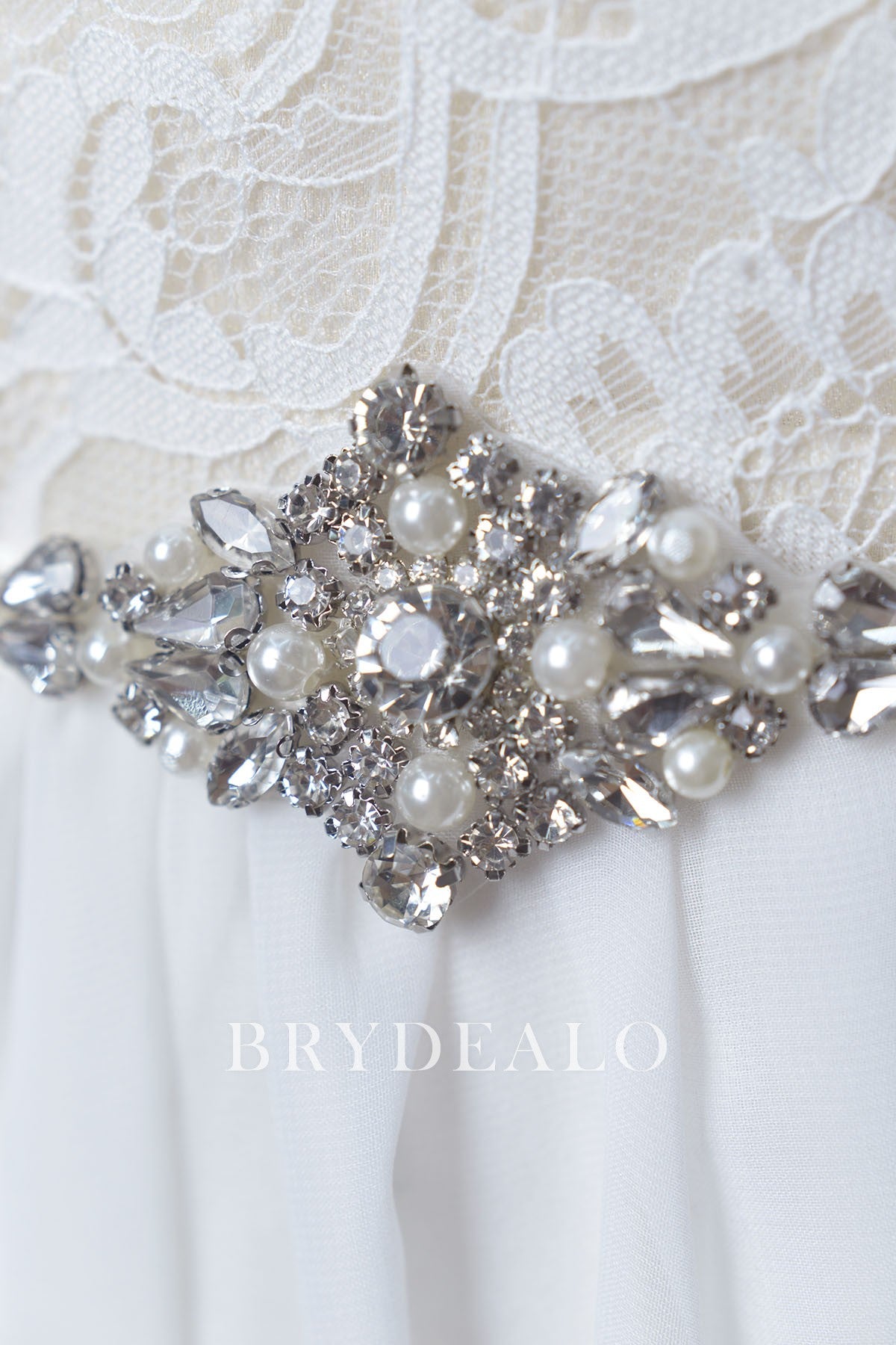 Glamorous Crystals & Pearls Bridal Sash for Wholesale