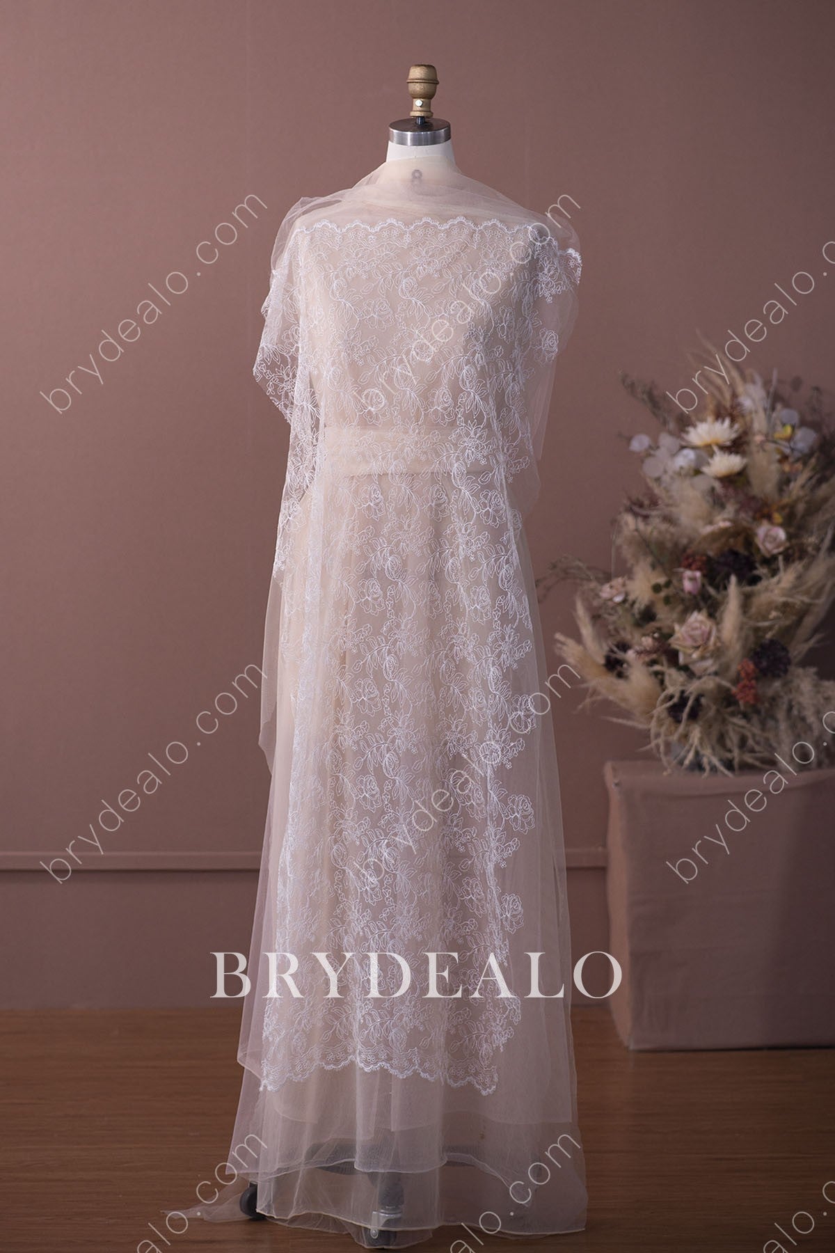 Glamorous Flower Leaf Bridal Lace Fabric