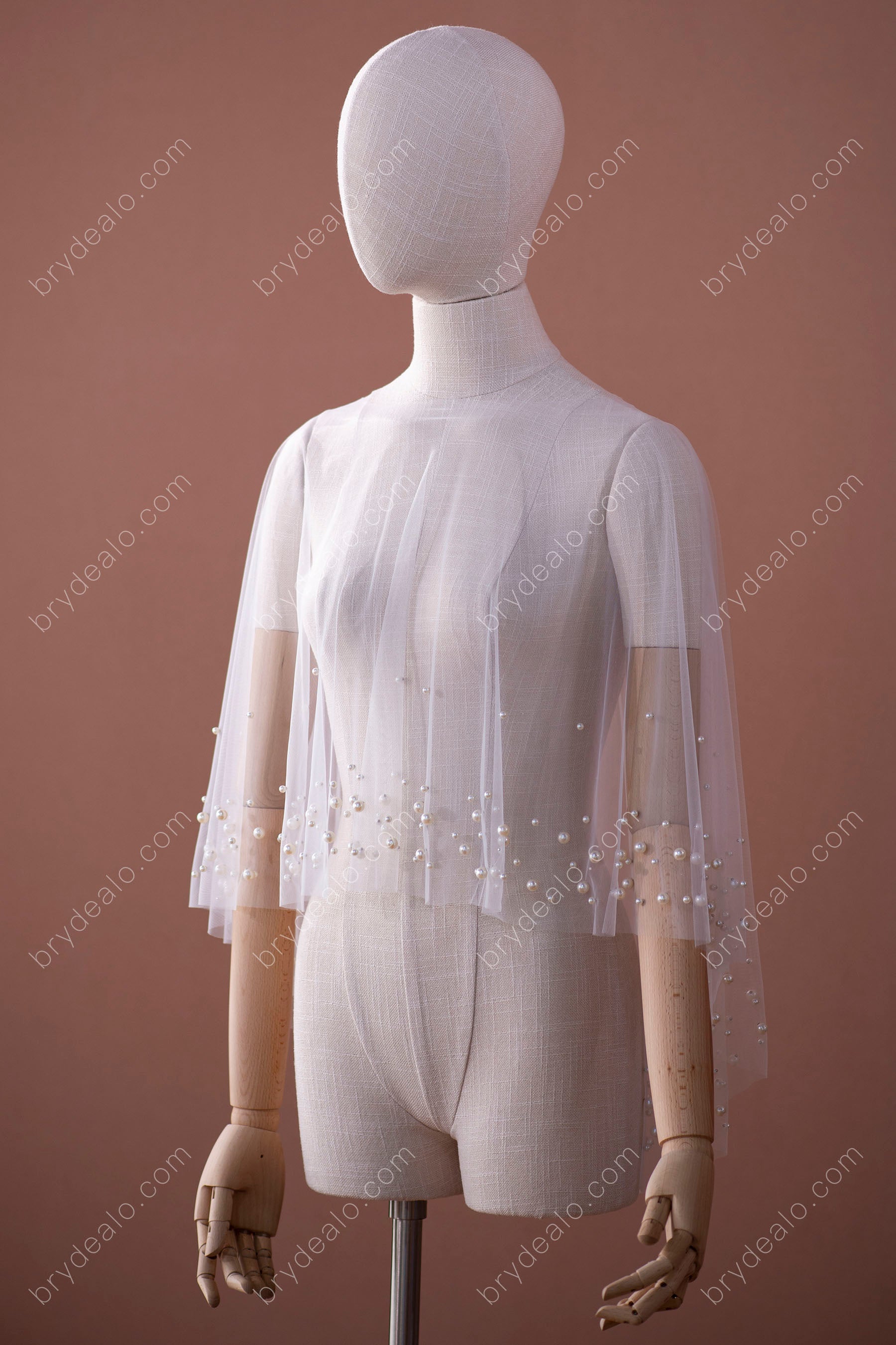 elbow length bridal cape