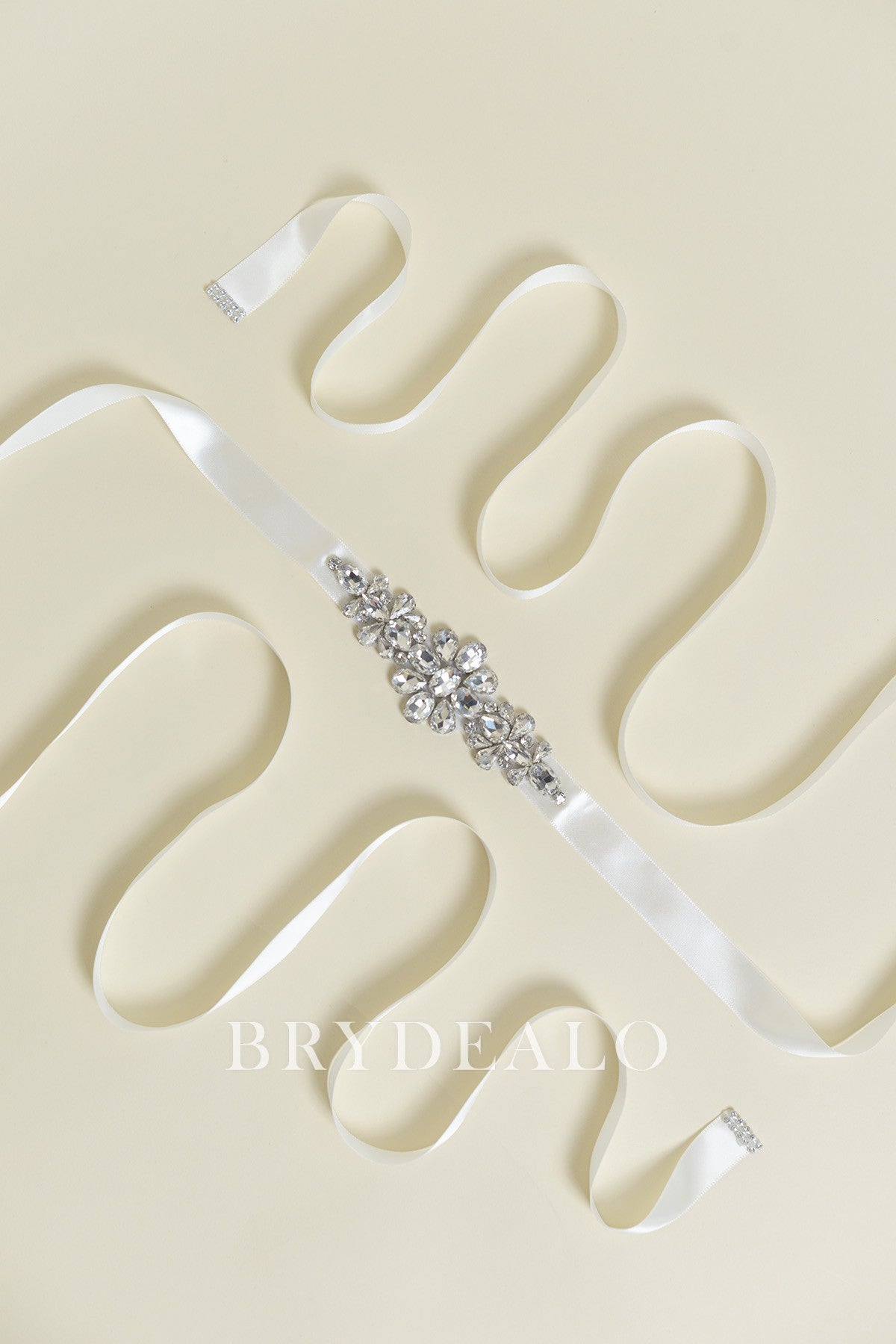 Wholesale Ivory Satin Silver Rhinestone Bridal Belt