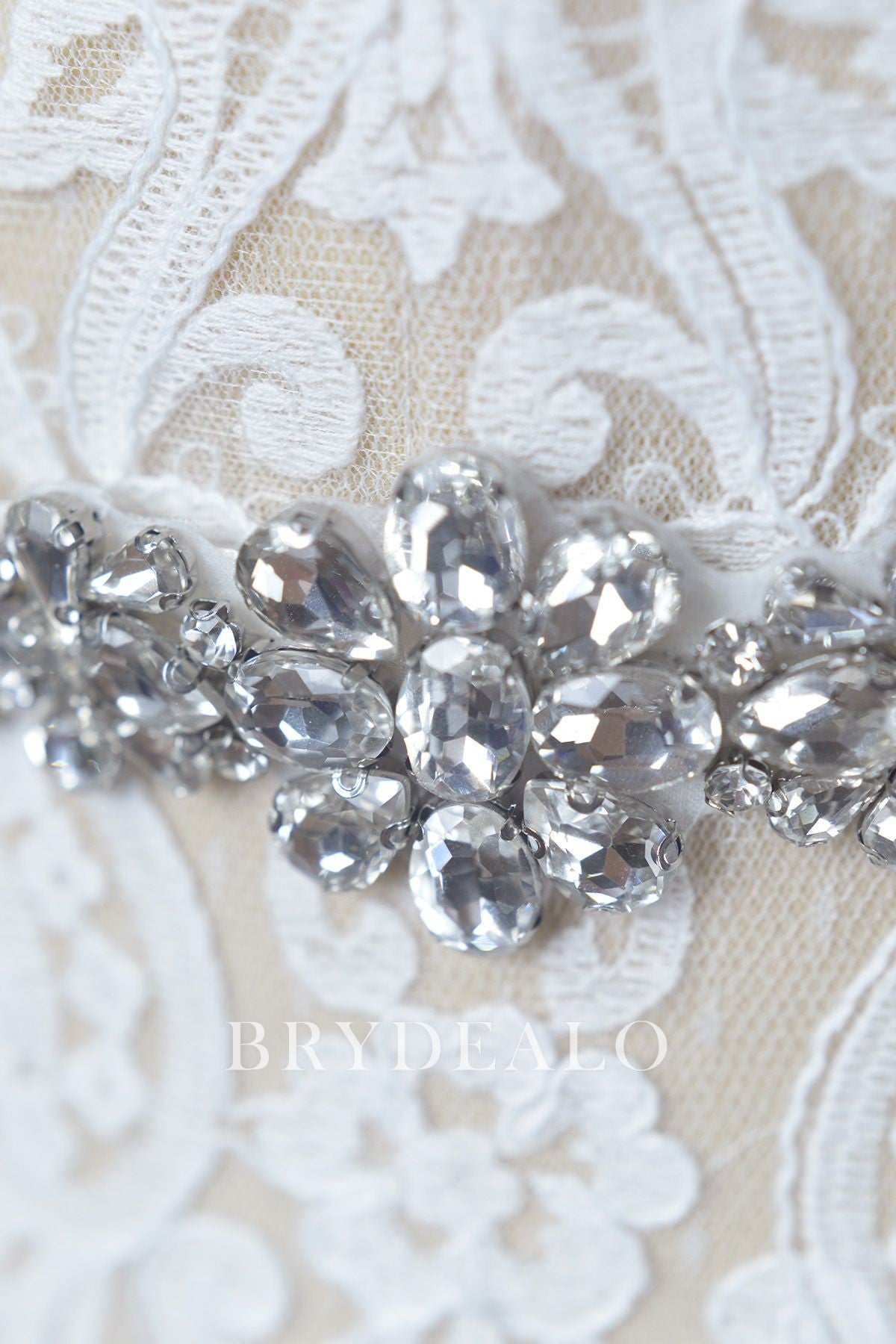 Ivory Satin Silver Rhinestone Bridal Belt
