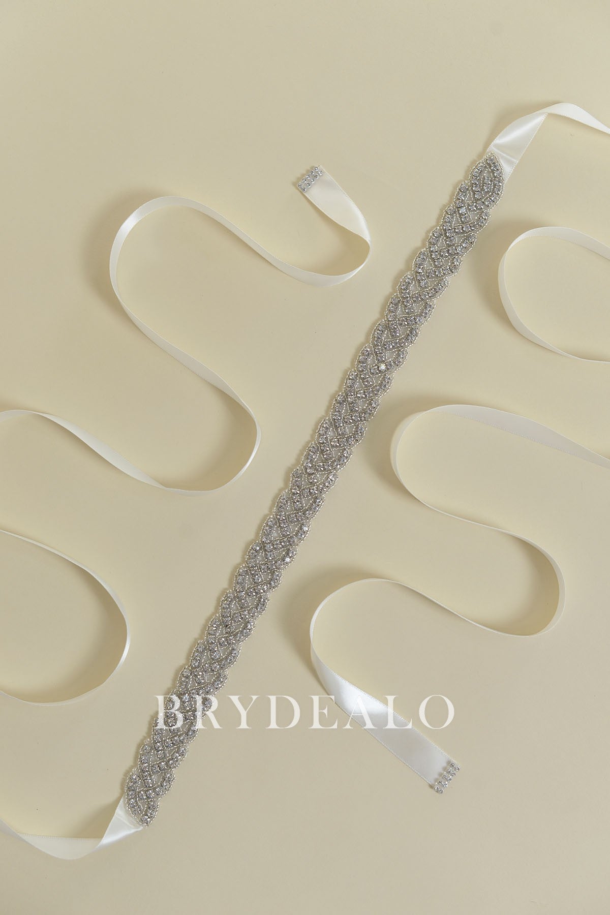 Gleaming Twining Rhinestones Satin Bridal Belt for Wholesale