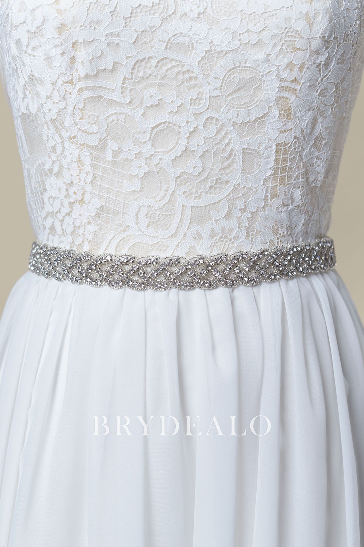 Gleaming Twining Rhinestones Satin Bridal Belt