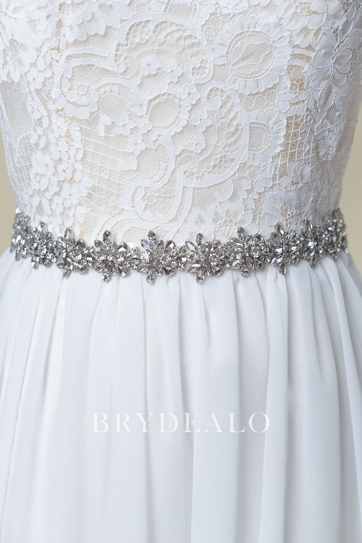 Glistering Rhinestones Satin Wedding Sash display picture 1