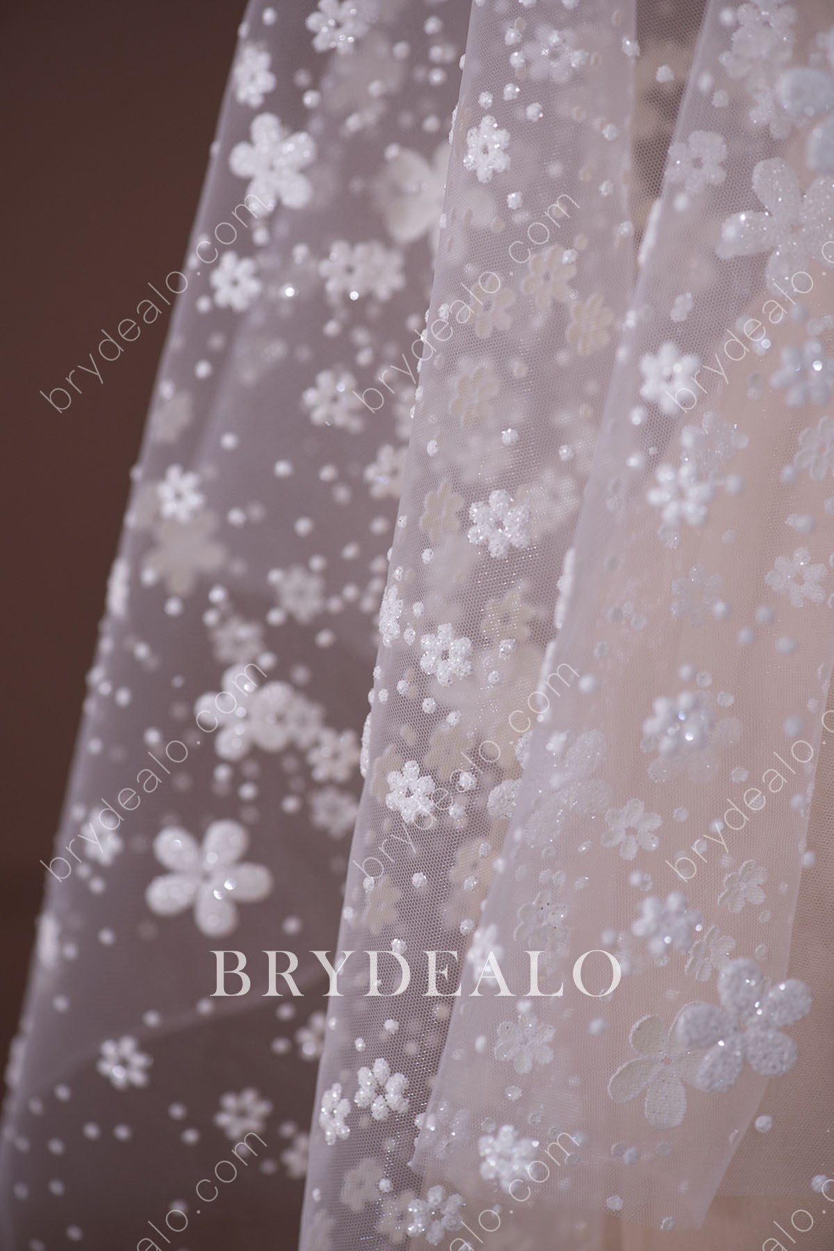 Glitter Bloomy Floret Lace Tulle Designer Fabric