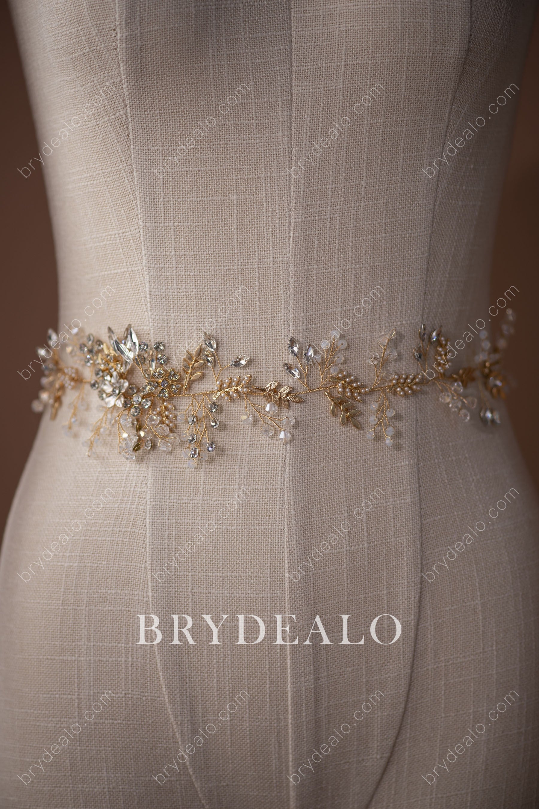 Gorgeous Crystals Pearls Beads Bridal Sash Black