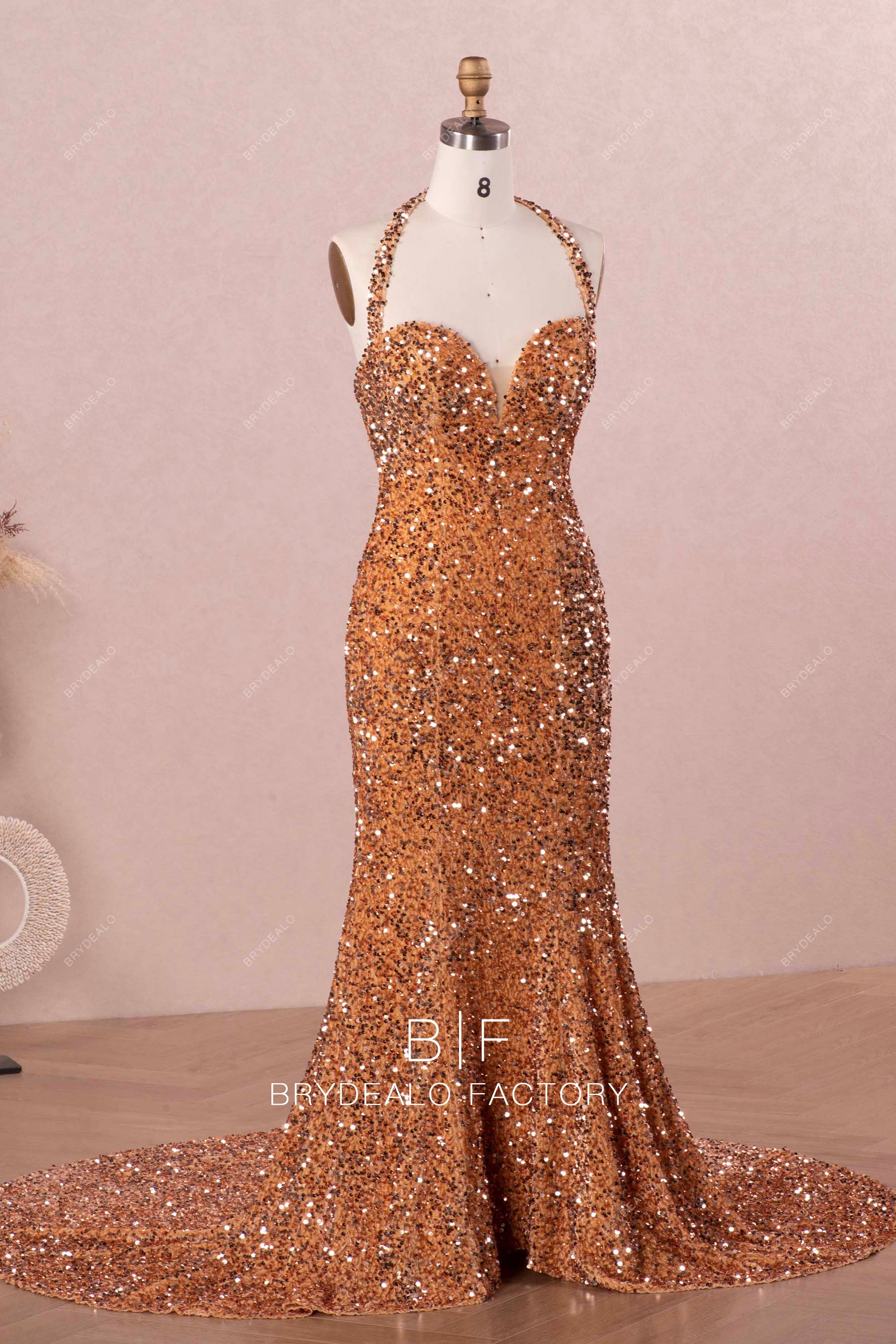halter sweetheart mermaid prom dress