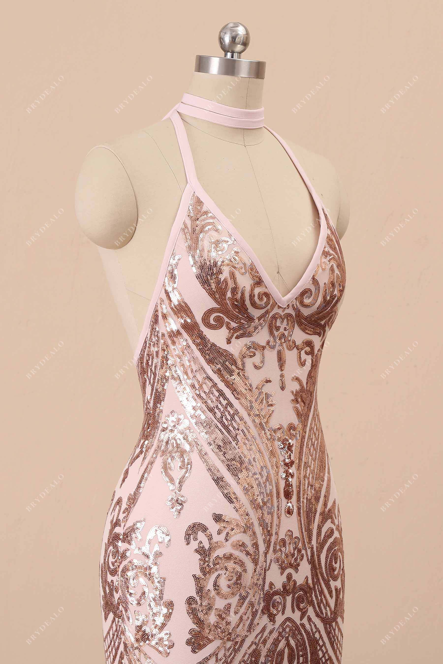halter thin straps prom dress