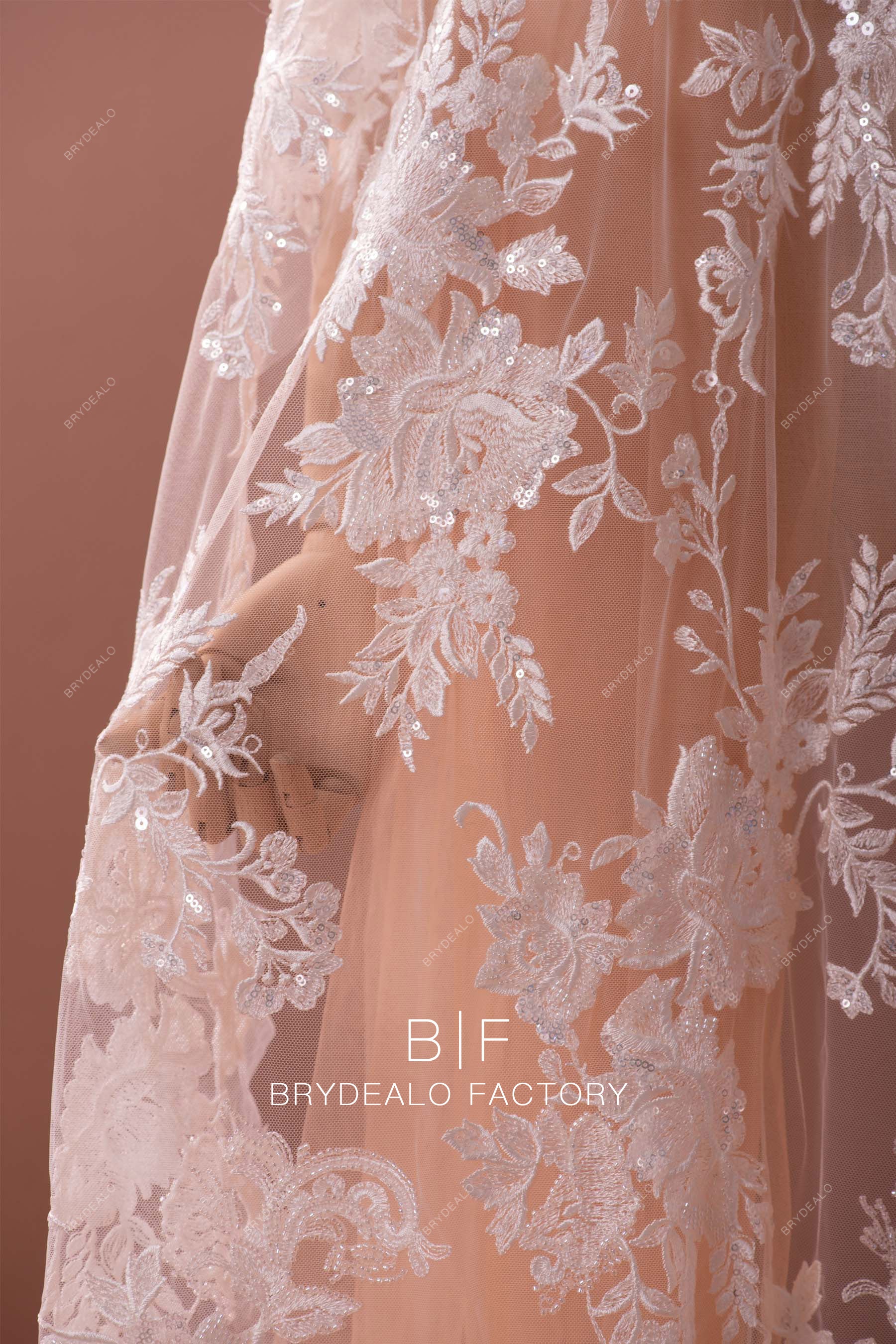 high end beaded lace fabric