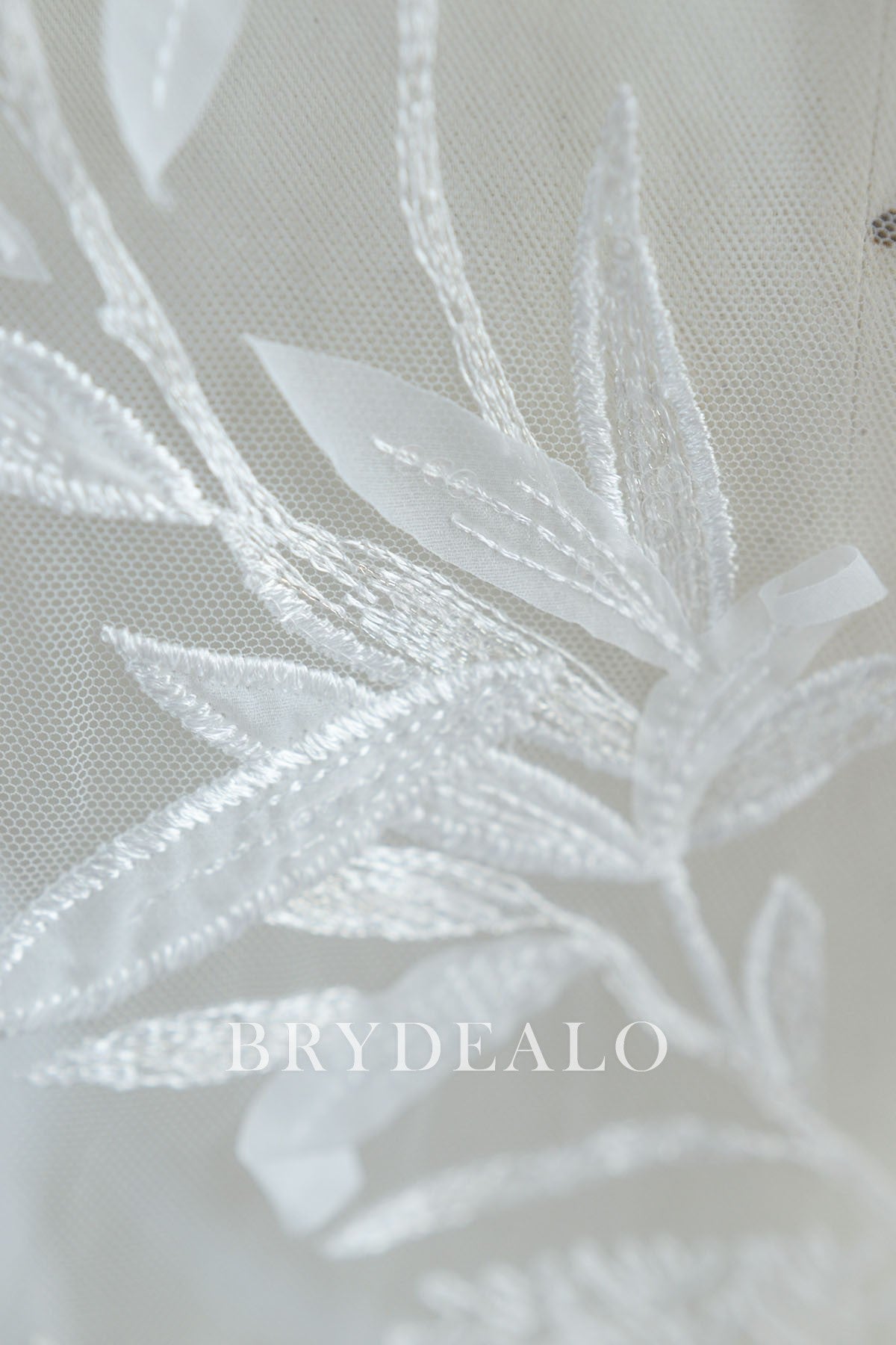 Sequined Leaf Bridal Lace Fabric