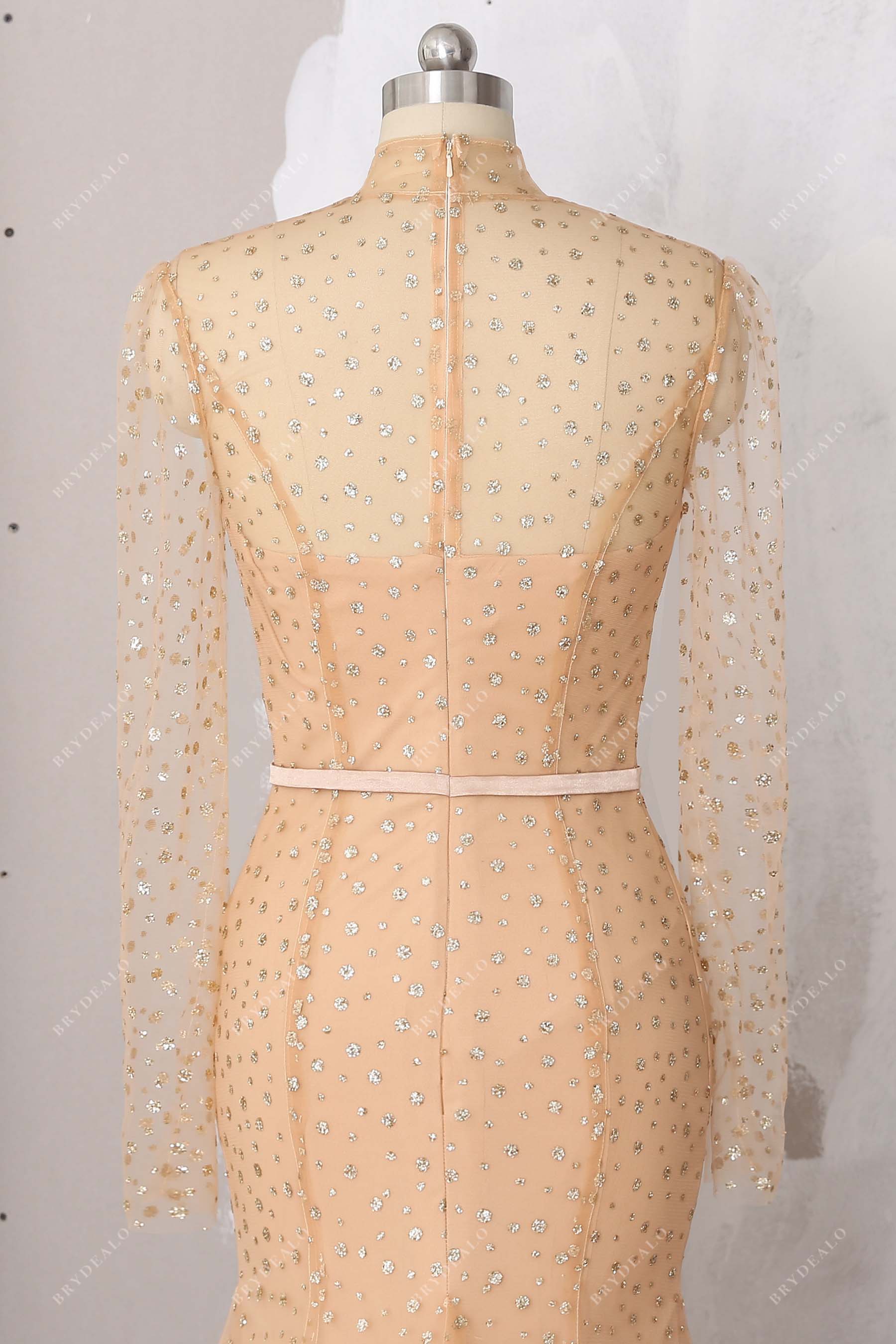 high neck sparkly prom dress