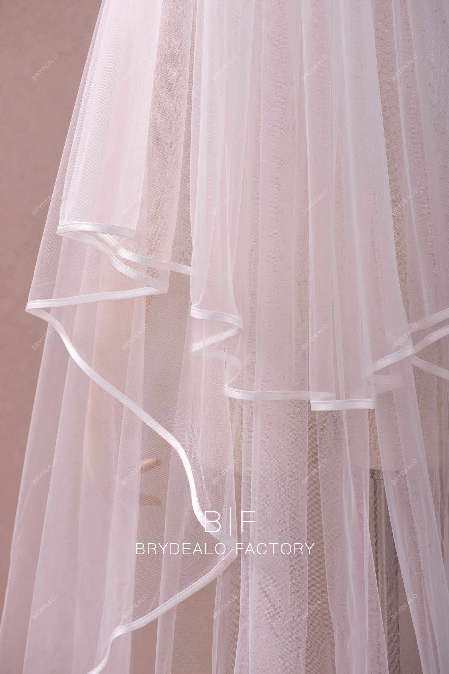 high quality satin ribbon veil