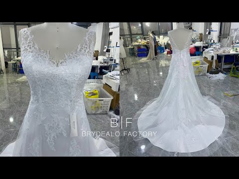 plus size straps v-neck lace fit flare wedding dress