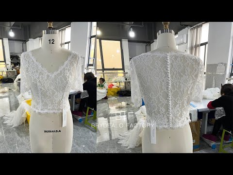 wholesale scalloped V-neck bridal lace bolero jacket