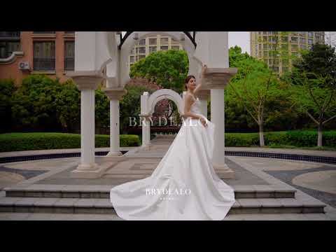 wholesale classic strapless satin Aline wedding dress with pockets
