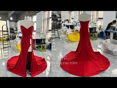 wholesale alluring V-cut neck jersey fit flare bridesmaid dress