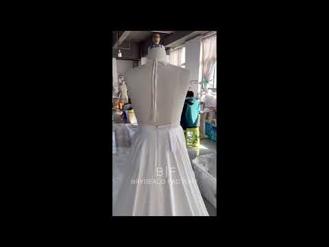Plus Size Simple Ivory Silky Charmeuse Halter Wedding Dress for wholesale