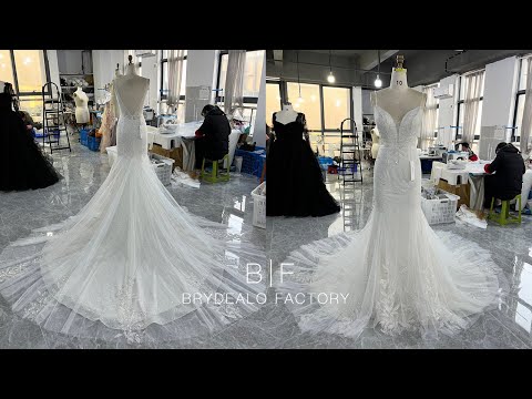 wholesale sparkly plunging mermaid wedding dress