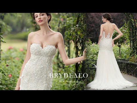 Luxurious Strapless Beaded Flower Wedding Dress for Wholesale