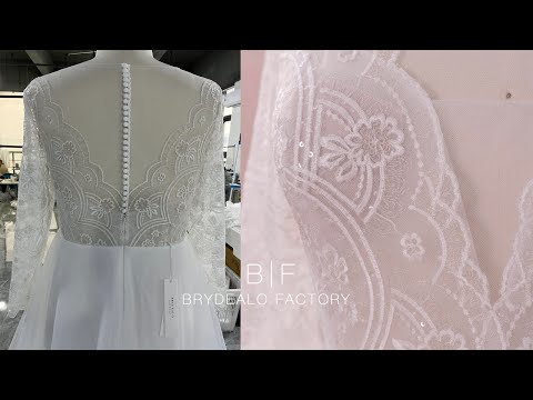 Illusion Sleeved Lace Tulle Plus Size Bridal Dress for wholesale