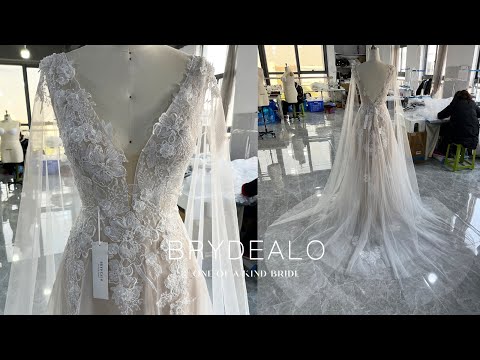 wholesale 3D flower lace shoulder veils wedding dress